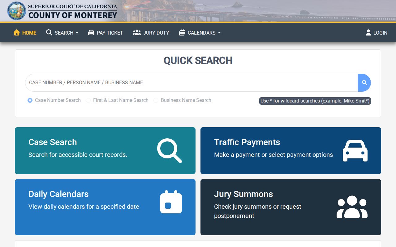 Salinas people search screen for Monterey Superior Court records