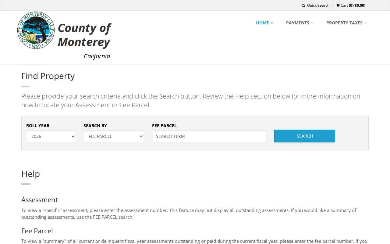 Salinas public records parcel and tax search for Monterey County